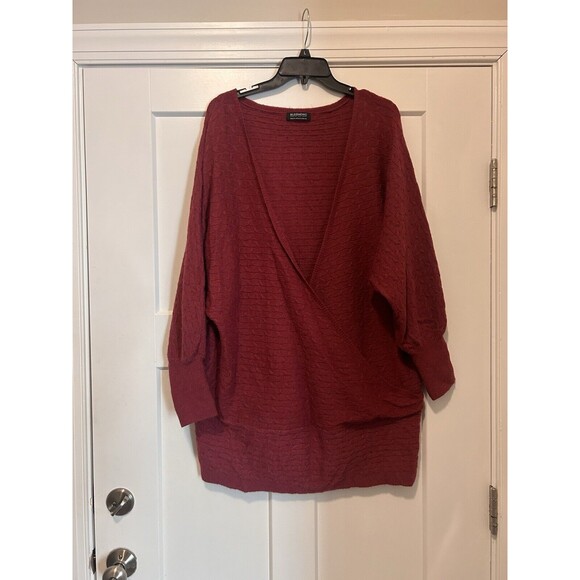 Bloomchic Red Pink Cable Knit Wrap Sweater Size 22/24  3X 3/4 Sleeve Tunic Top - Picture 1 of 5